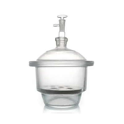 Desikator Vakum Kaca Jelas dengan Tanah dalam Stopcock dan Plat Porselin