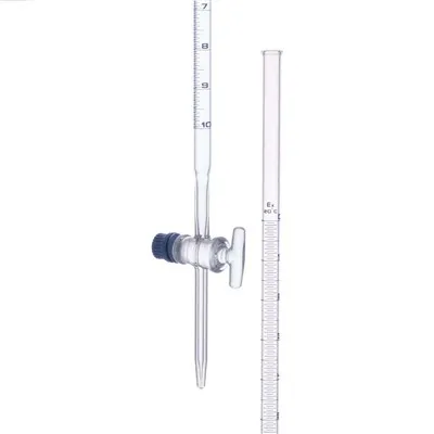 Kaca 10ml 25ml 50ml 100ml Buret Asid dengan Stopcock Lurus di Makmal